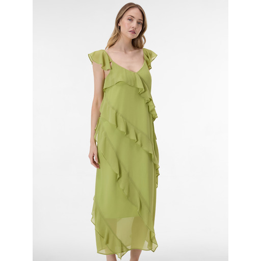 Light green women's A-line maxi ruffled dress ORSAY