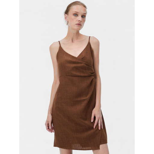 Brown women's short A-line strappy dress ORSAY