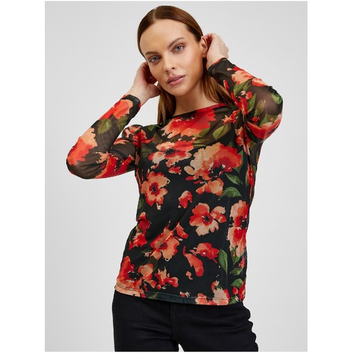 Red-black women's floral T-shirt ORSAY