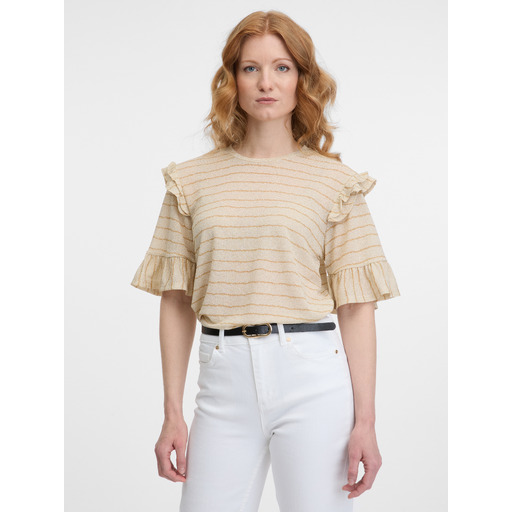 Beige women's striped T-shirt ORSAY