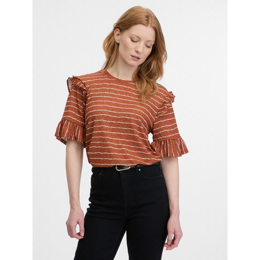 Brown women's striped T-shirt ORSAY