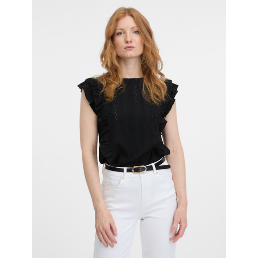 Black women's ruffled T-shirt ORSAY