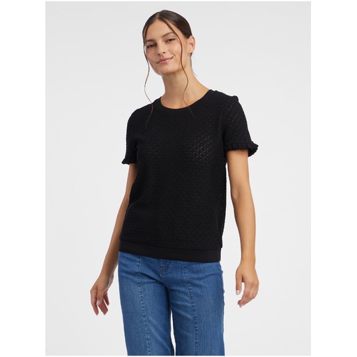 Black women's patterned knitted T-shirt ORSAY