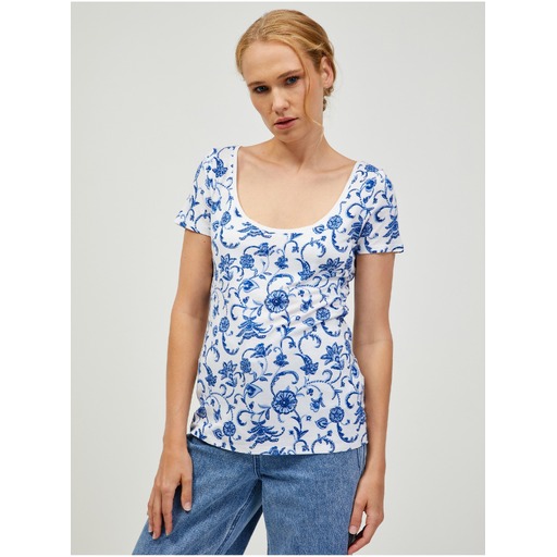 Blue-white patterned T-shirt ORSAY