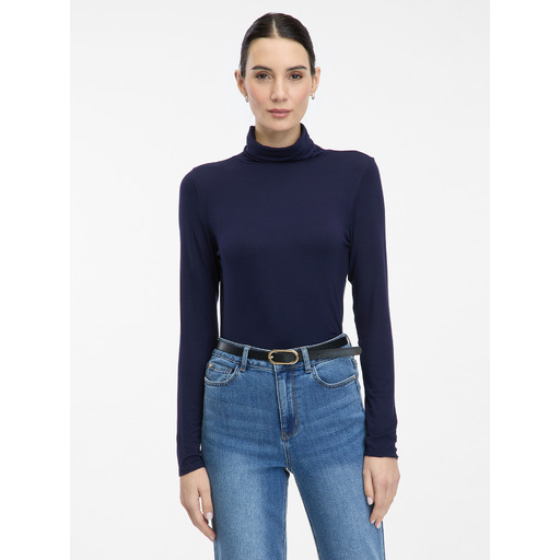 Dark blue women's turtleneck T-shirt ORSAY