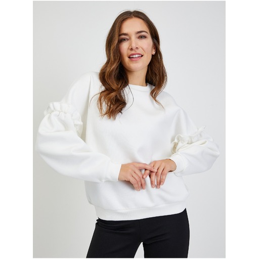 White women's oversize balloon-sleeve sweatshirt ORSAY