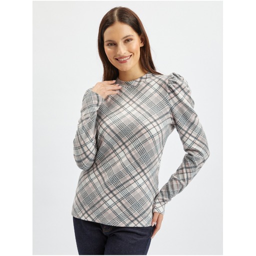 Pink-grey women's checked jumper ORSAY