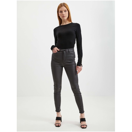 Grey women's faux-leather trousers ORSAY