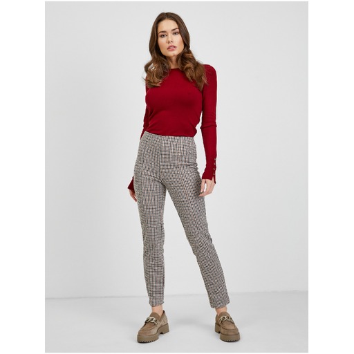Beige women's checked trousers ORSAY