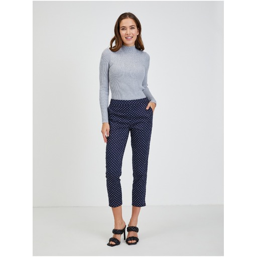 Dark blue women's polka-dot cropped trousers ORSAY