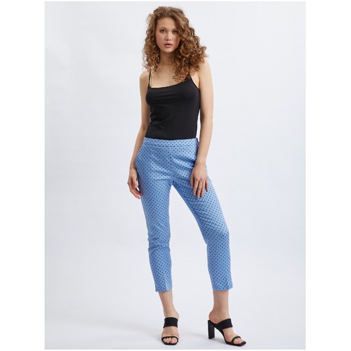 Blue women's three-quarter-length polka-dot trousers ORSAY