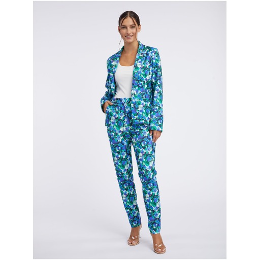 Green-blue women's floral trousers ORSAY