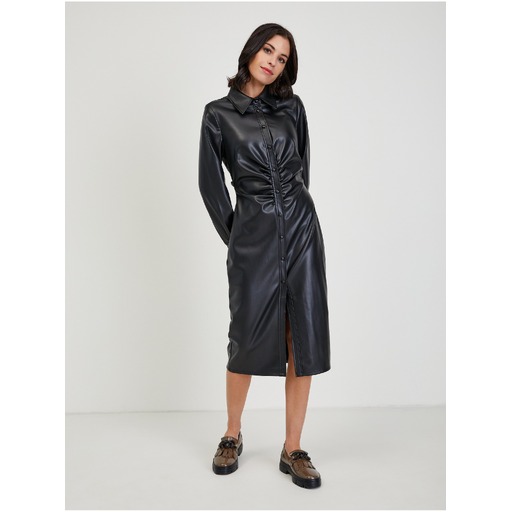Black women's faux-leather midi ORSAY
