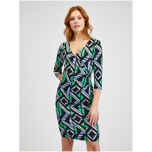 Green-black women's patterned sheath dress ORSAY