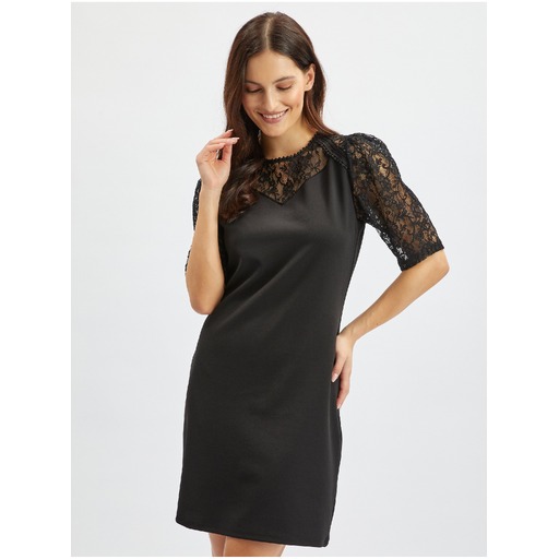 Black women's lace-trim dress ORSAY