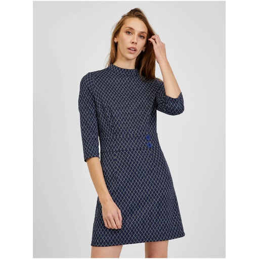 Dark blue women's patterned dress ORSAY