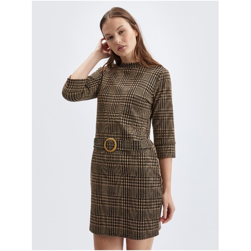Brown women's patterned dress ORSAY