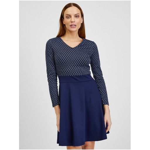 Dark blue women's patterned dress ORSAY