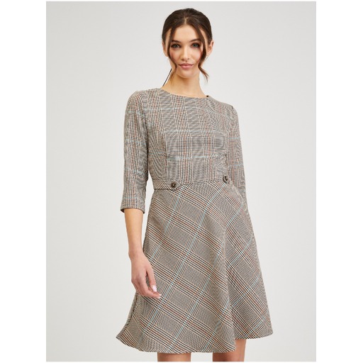 Brown women's checked dress ORSAY