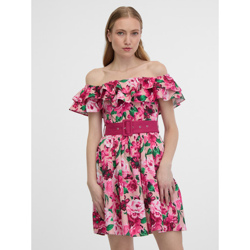 Dark pink women's floral dress ORSAY
