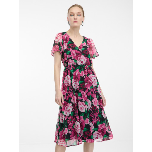 Black-pink women's floral dress ORSAY