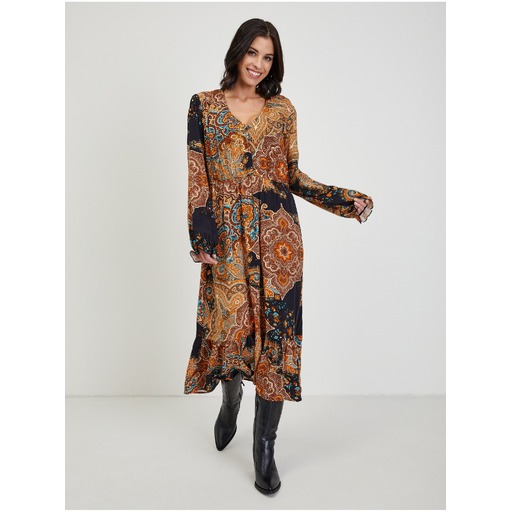 Brown women's patterned midi ORSAY
