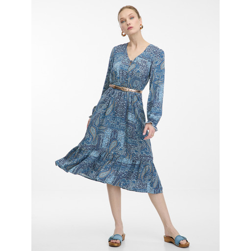 Blue women's patterned midi ORSAY