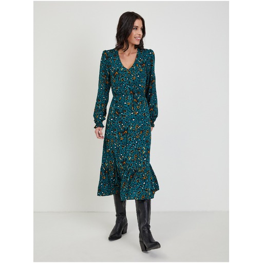 Dark green women's patterned midi ORSAY