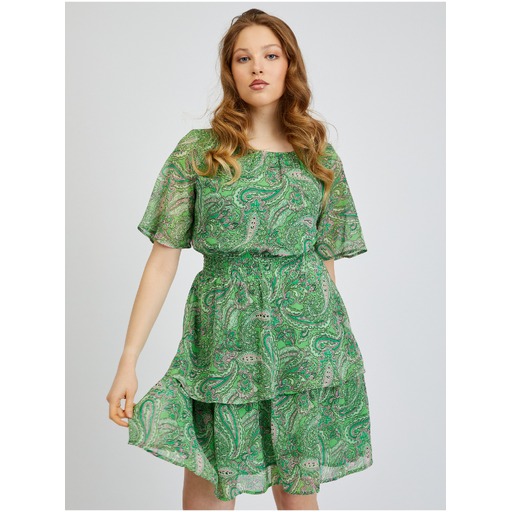 Green women's patterned dress ORSAY
