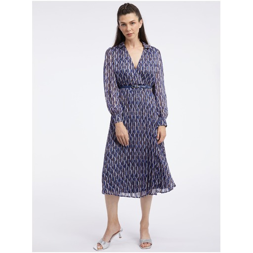 Dark blue women's patterned dress ORSAY