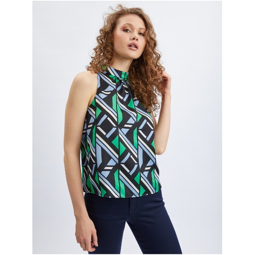 Black-green women's patterned blouse ORSAY