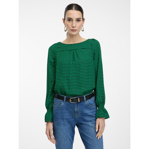 Green women's patterned blouse ORSAY