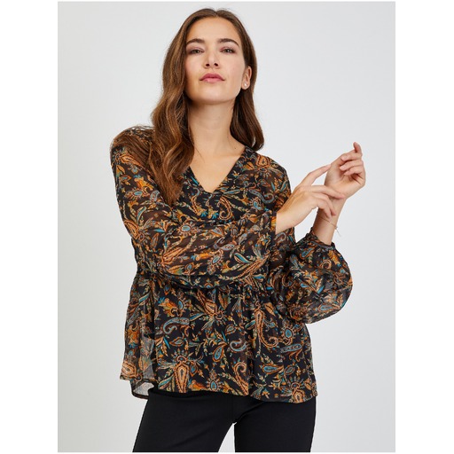 Brown-black women's patterned blouse ORSAY