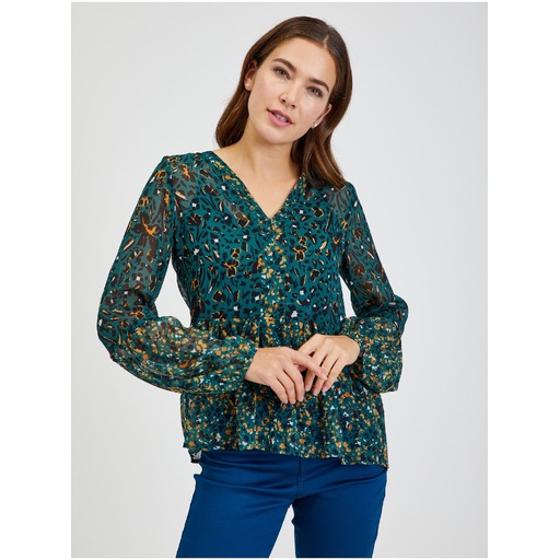 Green women's patterned blouse ORSAY