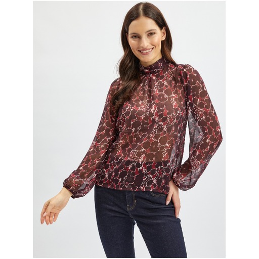 Burgundy women's patterned blouse ORSAY