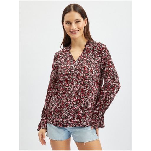 Burgundy women's floral blouse ORSAY