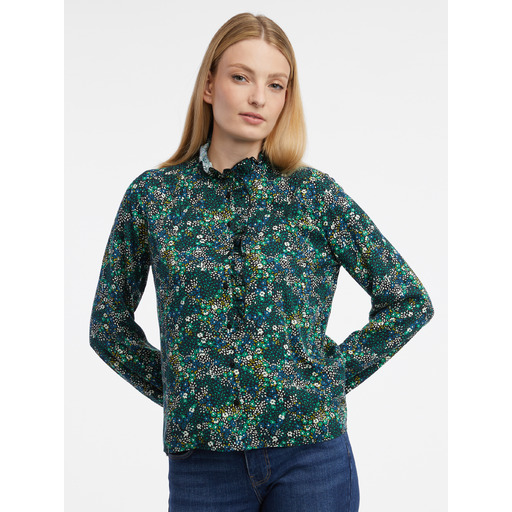 Dark green women's floral blouse ORSAY