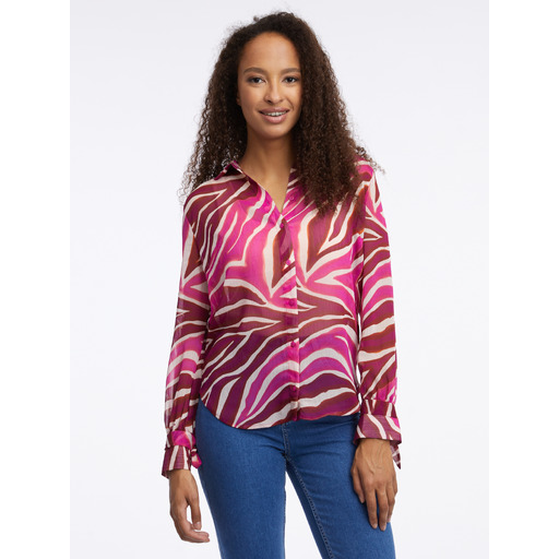 Pink-burgundy women's patterned blouse ORSAY