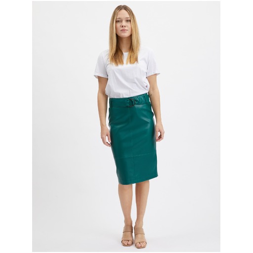 Green women's pencil faux-leather skirt ORSAY