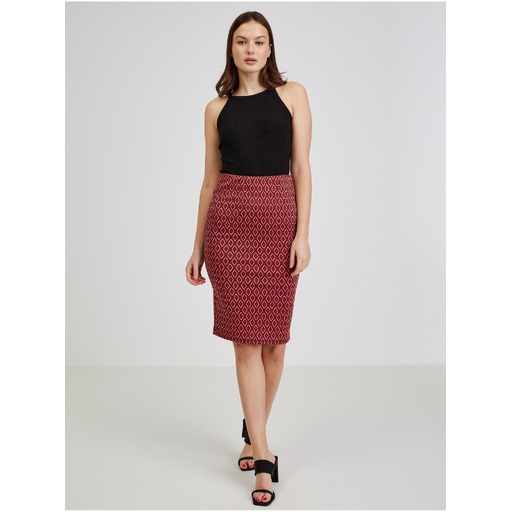 Red women's patterned pencil skirt ORSAY