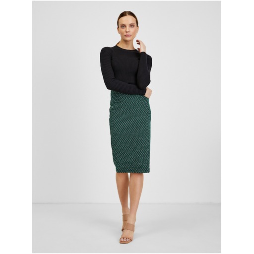 Dark green women's patterned skirt ORSAY