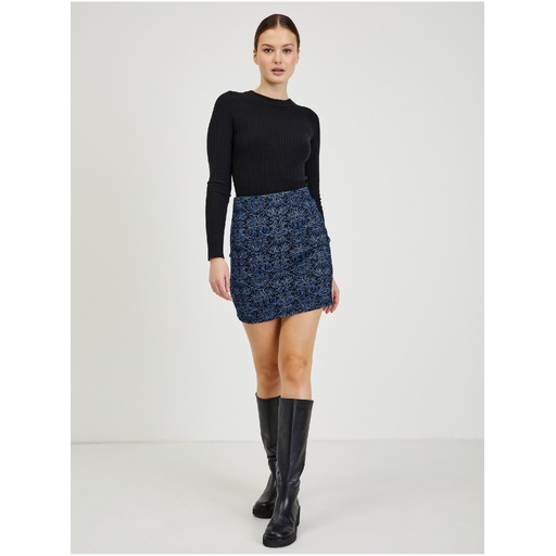Dark blue women's patterned mini skirt ORSAY