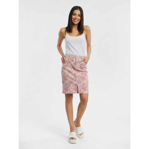 Pink women's patterned denim skirt ORSAY