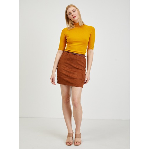 Brown women's suede-finish skirt ORSAY