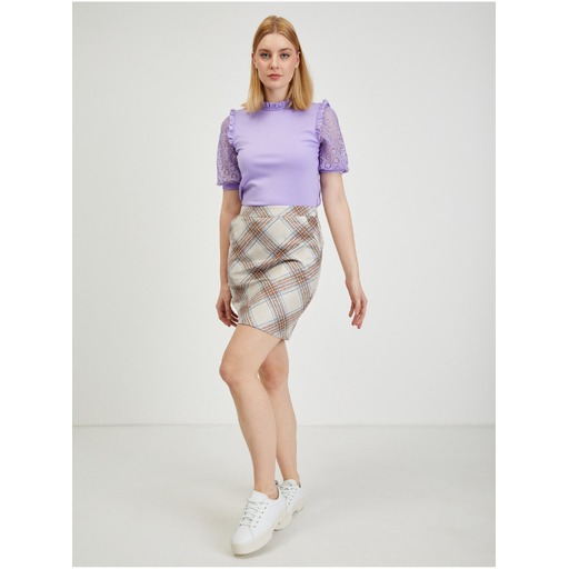 Beige women's checked skirt ORSAY