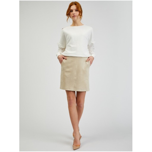 Beige women's suede-finish skirt ORSAY