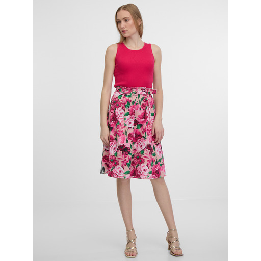 Pink women's floral skirt ORSAY