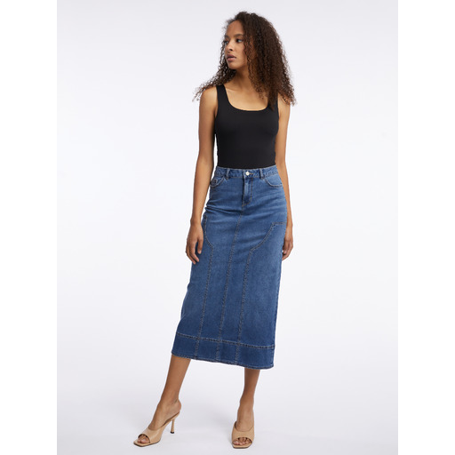 Dark blue women's denim maxi skirt ORSAY