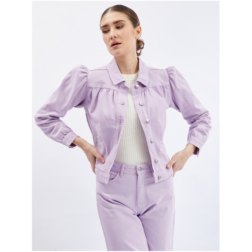 Light purple women's denim puff-sleeve jacket ORSAY