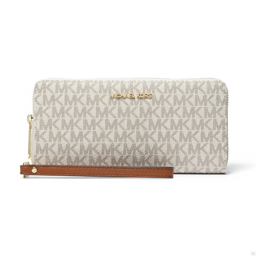 Michael Kors Jet Set Travel Vanilla Signature Wristlet Wallet